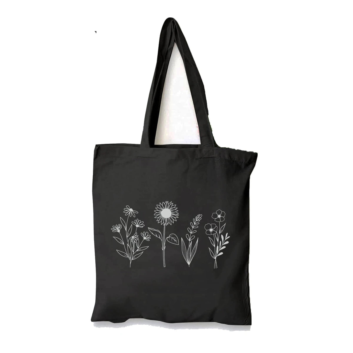 Wholesale Eco High Quality Blank Personalized Fashion Black Printing Women's One Shoulder Shopping Tote Cotton Strap Bag