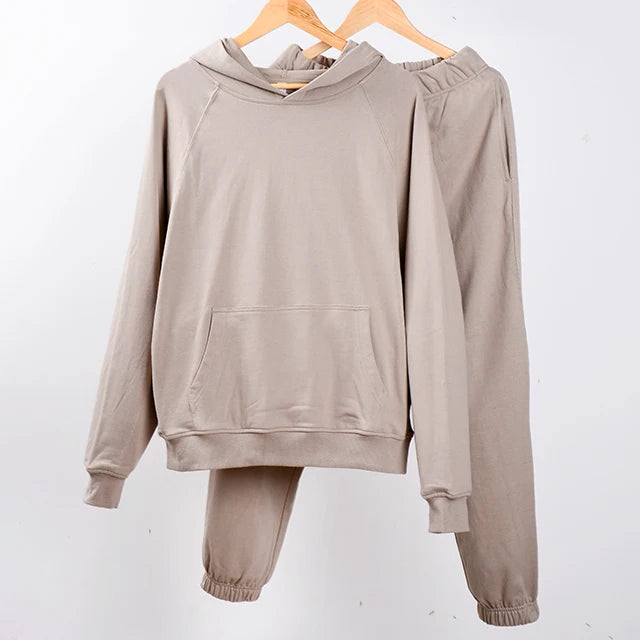 Wholesale Custom Men's Plain Unisex Streetwear 100% Cotton Sweat Track Suit With Custom Label USA Size Print Hoodie Set