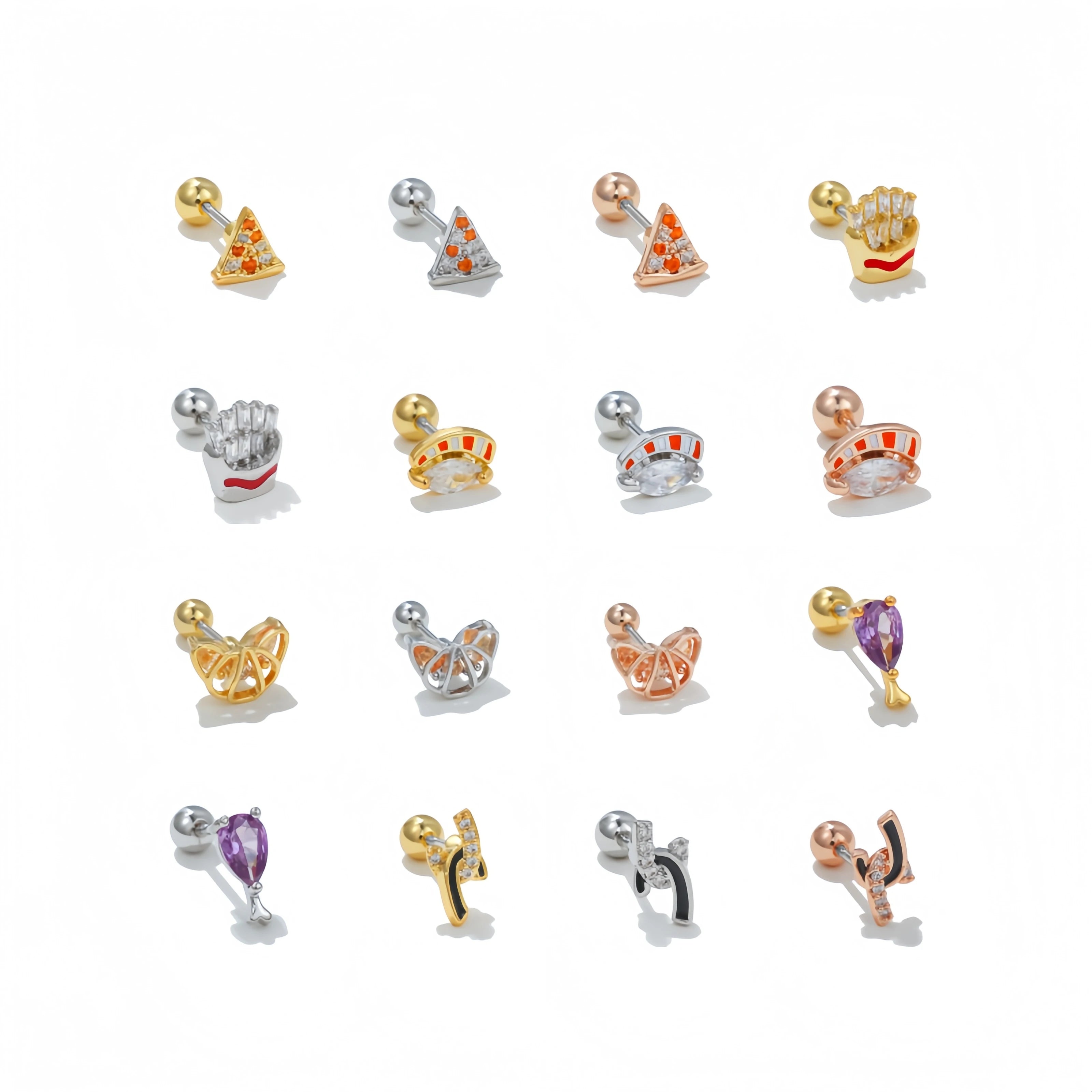 Korean Style Creative Multicolor Stud Earrings Zircon Women Earrings Personalized Piercing Small Earings for Ladies