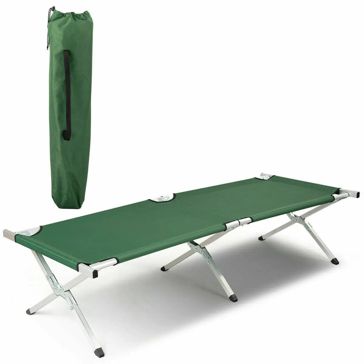 Factory Custom Logo Size Outdoor Metal Frame Modern Camping Folding Portable Sleeping Stretcher Cot Beach Bed for Events