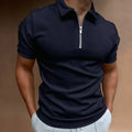 Men's Short Sleeve Zip-up for Polo Shirt Fashionable Solid Digital Print Design on Knitted Fabric Hot Sale