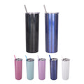 TY 20 oz rainbow Glitter Painting Double Walled Stainless Skinny Tumbler With Straw