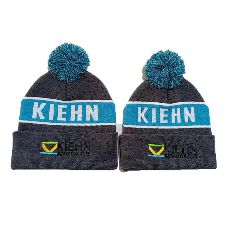 Sport Acrylic Warm Winter Cold Hats Caps Knitted Adult Kids Beanie Custom Embroidery Logo With Pom PomTrendy High