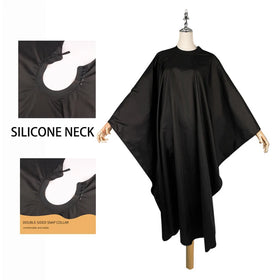 Wholesale Black Waterproof Apron Salon Barber Polyester Cape Silicon Neckline Design Capes Haircut Hairdresser