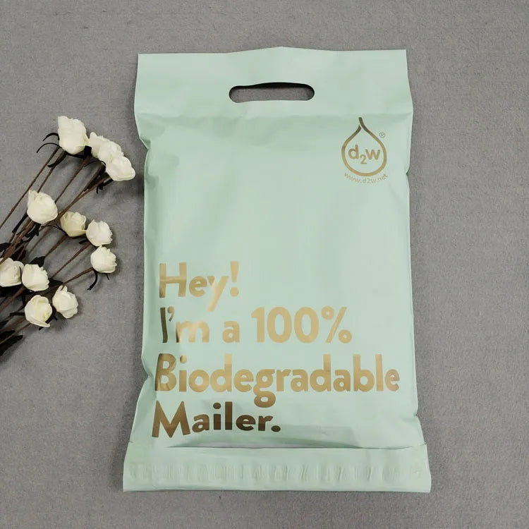 Biodegradable Custom Courier Delivery D2W Compostable Mailing Bags Shipping Mailer Bags for Clothing With Handle