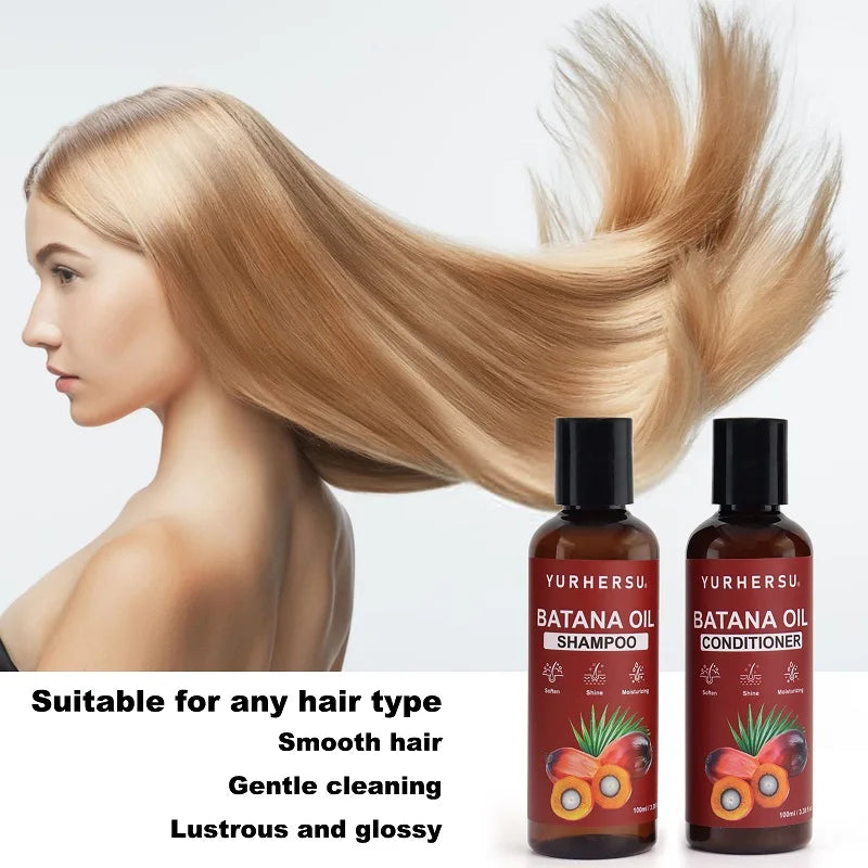YURHERSU Hair Care Set Products Hair Repair Nourishing Strengthen Batana Shampoo Conditioner Set