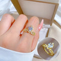 Trendy 18k Gold Plated Open Adjustable Size Ring Crystal Crown Diamond Rings for Women Girls Jewelry Gift Hot Sale