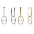 FUAMAY Aretes De Plata 925 Silver Geometry Shaped Drop Paperclip Earrings With Zircon