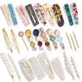 MIO 20-pack Acrylic Resin Pearl Hair Clips Fashionable Handmade Hairgrips alligator Glitter Crystal Geometric Hairpins for Girls