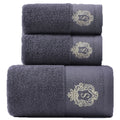 Wholesale Premium Custom White Dark Grey Cotton Terry Bath Spa Towel Two Piece Salon Set Towels logo