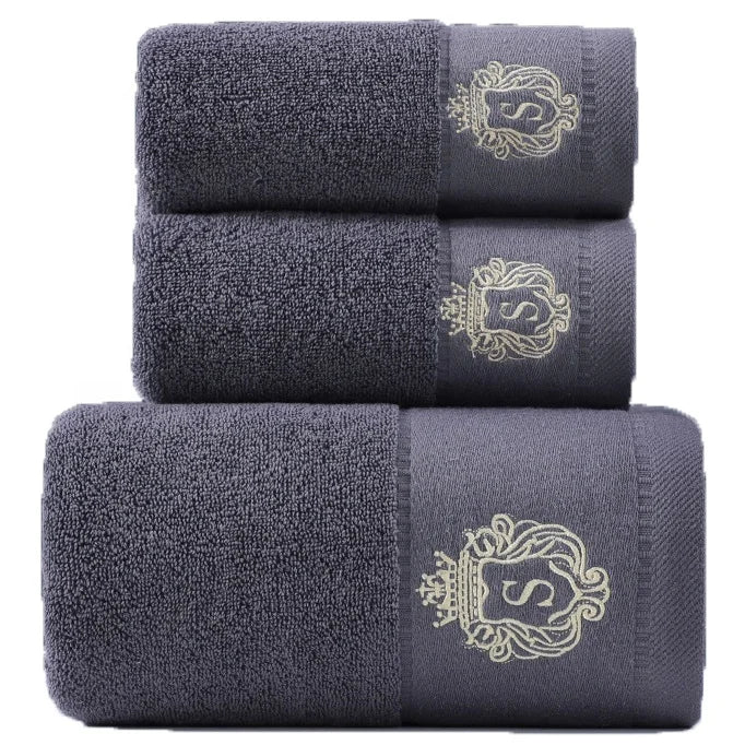 Wholesale Premium Custom White Dark Grey Cotton Terry Bath Spa Towel Two Piece Salon Set Towels logo
