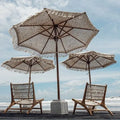 NEW ARRIVAL Luxury Custom Wooden Macrame Cotton Rope Umbrella Tassels Fringe Outdoor Parasol Swimming Sun Beach Umbrella