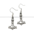Mjolnir Viking Earring Stainless Steel Thor's Hammer Earrings Laser Engraving Ear Hook Jewelry Fishing Hook Charms Vintage 3PCS