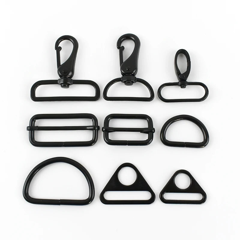 Meetee F4-6 F4-3 BF223 Black Dog Collar Buckle Set Hardware Bag Strap Hooks D Ring Connector Clasp Handbag Adjustment Buckles