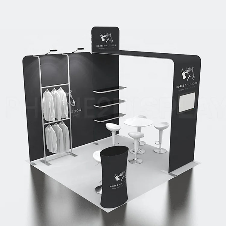 Modern Design 10x10 Quick Build Aluminum Tension Fabric Portable Promotional Clothing Trade Show Booth