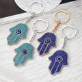 Fashion Style Nazar Fatima Palm Keychain Alloy Full Diamond Evil Eye Bag Pendant Ornament