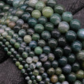 Real Agate Gem Stone Bead Loose Natural Gemstone Beads Strands Healing Crystal Stone Beads a Level Moss Agate for Jewelry Making