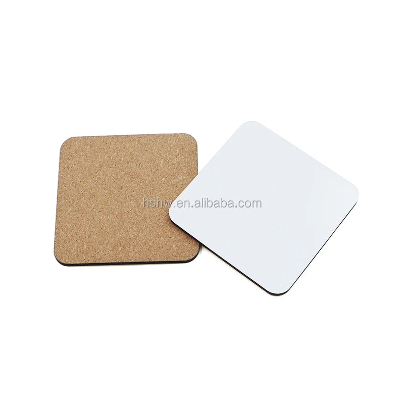 Wholesale Custom Design 3.75inches Heat Transfer MDF Blank Sublimation Coasters Modern White Glossy Cork Backed Desktop Use