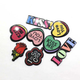 LOVE Kiss Rose Shaped Planar Resin Charms for DIY Craft Supplies Fridge Magnet Phone Shell Ornaments Hair Accessories