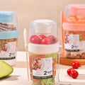 Take and Go Salad Cups with Topping & Cereal Cups Spoon Fork-Airtight 800ml Foldable Food Storage Container
