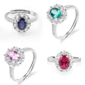 Top Quality Lab Zambian Emerald Synthetic Blue Sapphire Pink Ruby Red Ruby 925 Sterling Silver Adjustable Ring Gemstone Rings