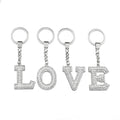 Pearl 26 Letters Rhinestone Key Chain Silver Shiny Car Key Ring Personalized Initials Women Bag Pendant Letter Keychains