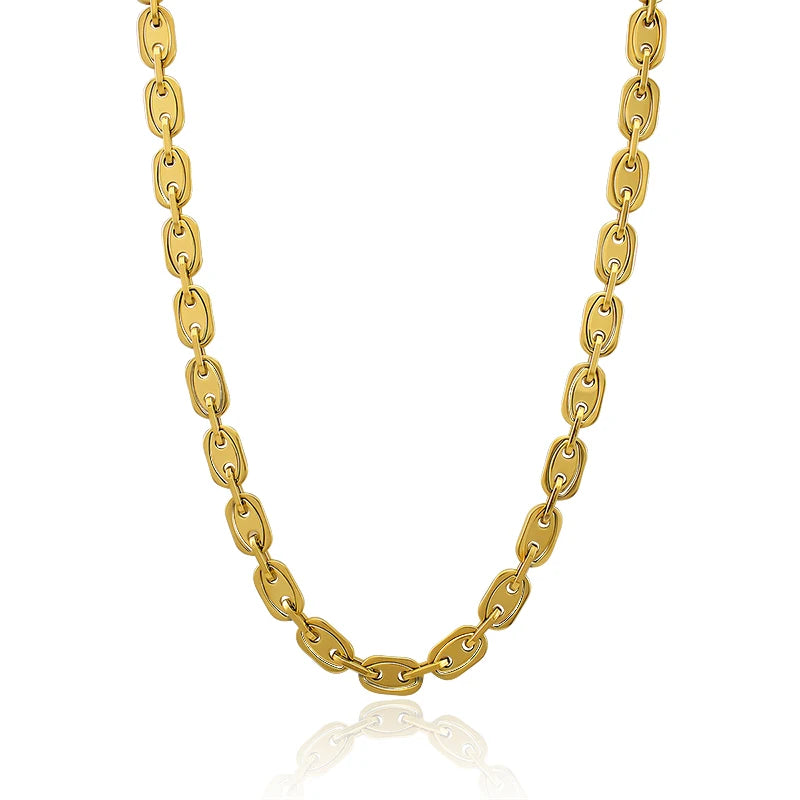 Stainless Steel Long Hip Hop Necklace and Chain Bracelet Set with Gold Sliver Necklace Bracelet Jewelry Gift Accessories