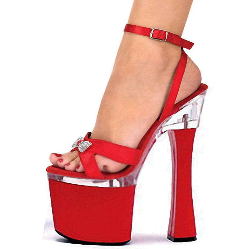 Red 18 cm thick heel platform Sexy Pole Dance high heels model show fashion summer women's large sandals