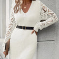 Solid Color Simulated Cashmere Knitted Sweater Cardigan Casual Long Sleeve Drop Shoulder Winter Long Coat Women's Clothing