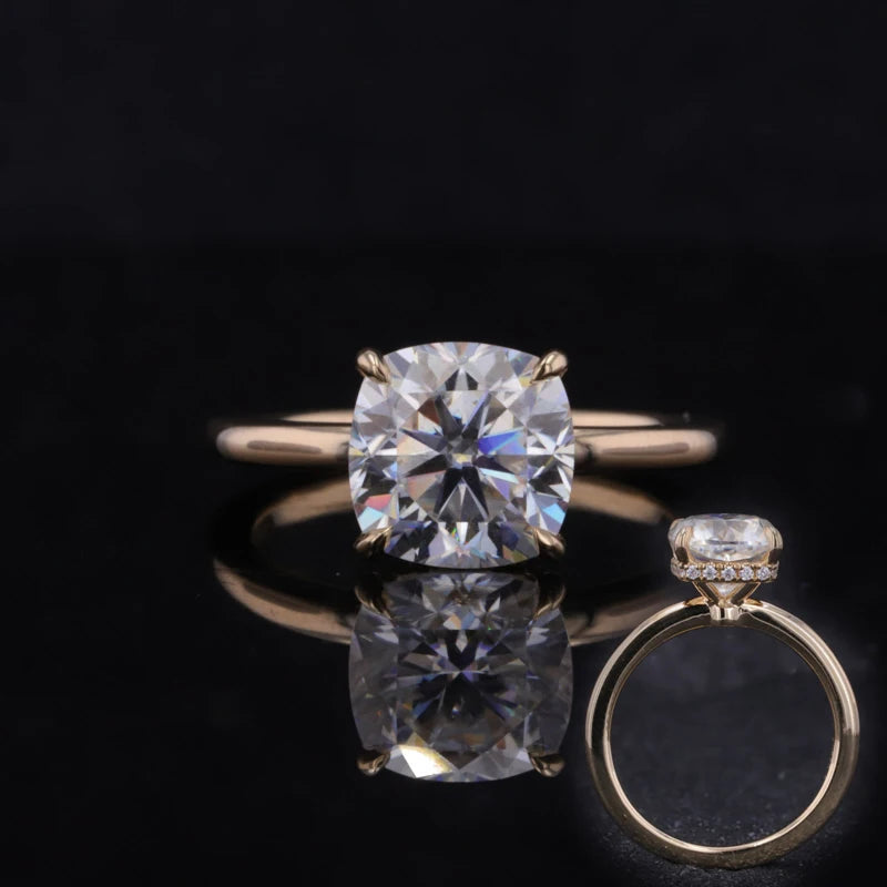 2025 Ring Jewelry Moissanite 14k 10k Sterling Silver Engagement Ring Cushion Cut 8x8mm d Color Vvs Moissanite Ring