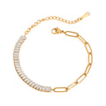 J&D Women's 18K Gold-Plated Stainless Steel Tennis Bracelet New Trendy Geometric Style with Zircon Casual Sports Accessory