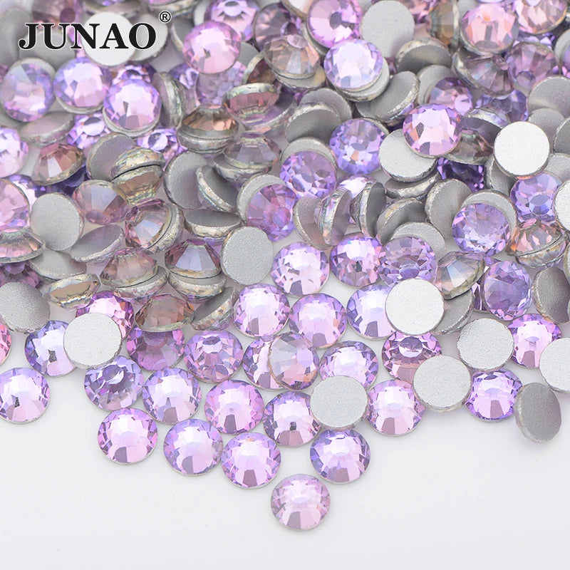 Fancy SS6 SS12 SS16 SS20 Pink Violet Color Round Crystal Strass Flatback Glass Crystal Rhinestones for DIY Crafts