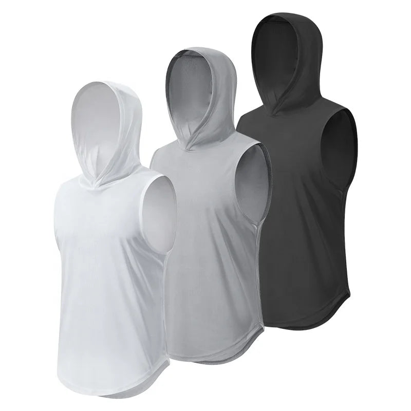 New Style Casual Sports Gym Tank Top Hoodie Men Loose Jogger Women Tank Top Running Breathable Hoodie Tank Top