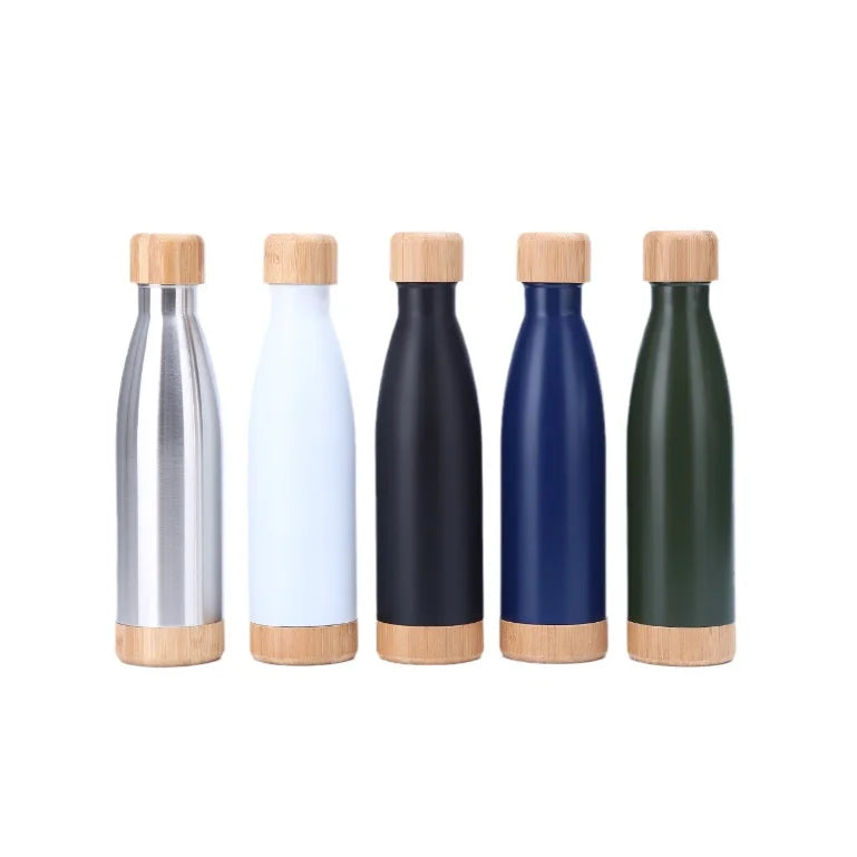 Custom Logo Double Wall Wooden Cap Tea Thermos Stainless Steel Vacuum Insulated Flask