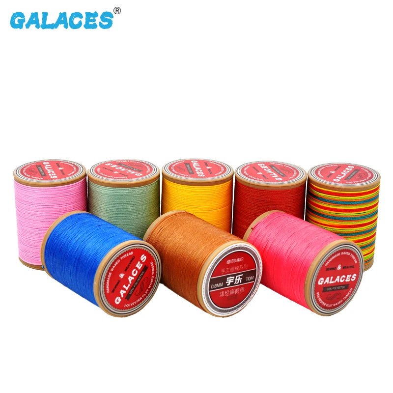 0.8mm Polyester Braid Flat Wax Thread High Strength Polyester Sewing Thread Hand-sewn Leather Waxed Thread