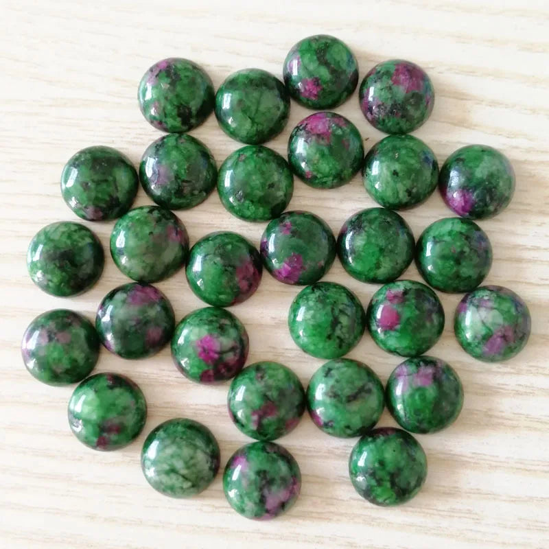 Hongzhuo Wholesale Polish Cabochon Ruby in Zoisite Stone 14mm Round Shape Pendant Jewelry