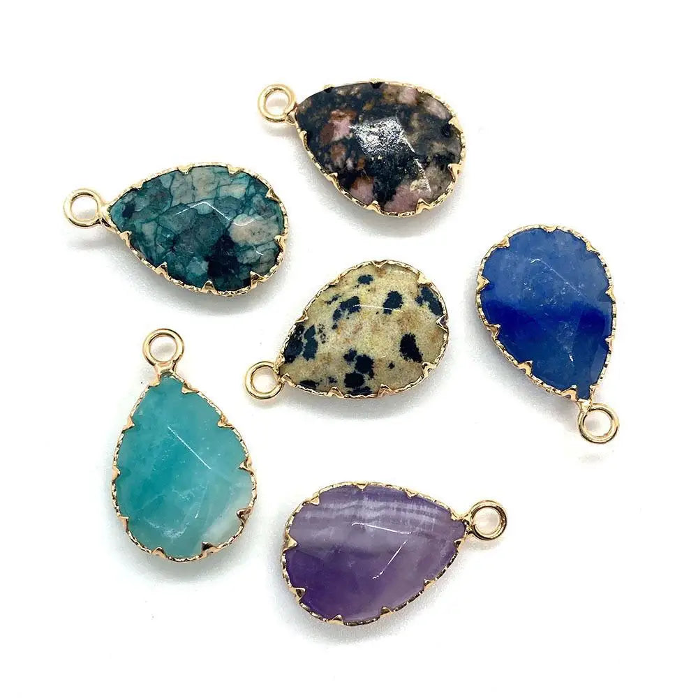 14x22mm Natural Stone Faceted Drop Crystal Pendant Necklace DIY Gemstone for Jewelry Making Accessories