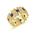Luxury Sparkle Micro Pave Diamond Dome Rings Stainless Steel Gold Plated Chunky Women's Jewelry for Weddings