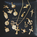 G540 Wholesale Gold Titanium Steel Love Heart Cross Pendant