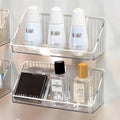 Wall Mounted Transparent Plastic PET Storage Rack Vertical Mirror Cabinet Organizer for Bathroom