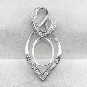 Sterling Silver 9*12mm Semi Mount Pendant Empty Frame Blank Support Setting S925 Base Holder Without Center Stone for DIY Inlay