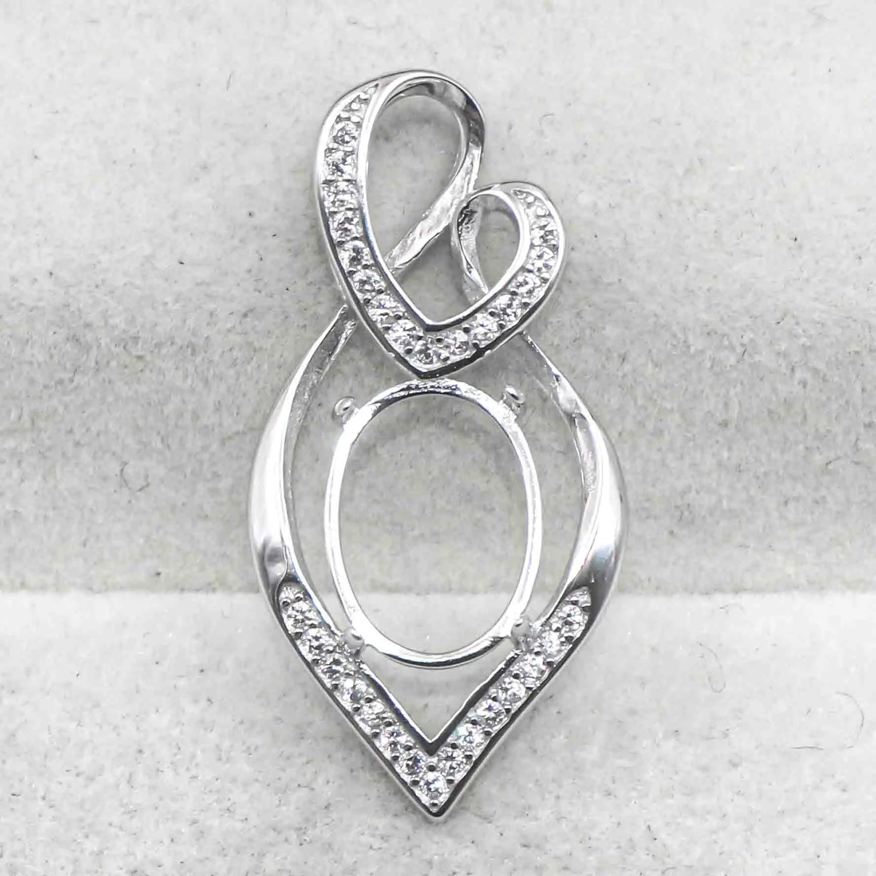 Sterling Silver 9*12mm Semi Mount Pendant Empty Frame Blank Support Setting S925 Base Holder Without Center Stone for DIY Inlay
