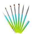 Good Quality Green Ombre Metal Handle Gel UV Nail Art Brush Soft Nylon Liner Oval Flat Oblique 3D Brush Dual Ended Dotting Tool