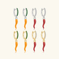 FUAMAY Minimalist Fine Gold Plated 925 Sterling Silver Zircon Hot Yellow Red Enamel Peppa Drop Chilli Pepper Clip-on Earrings