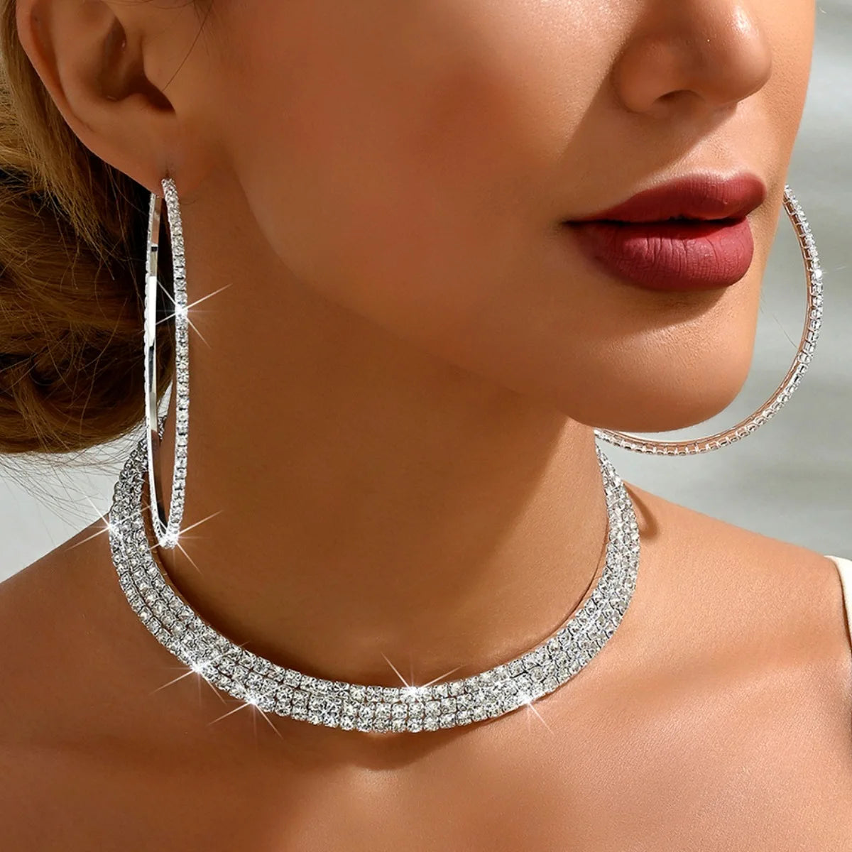 Wholesale Accessories: Elegant Middle Eastern Bridal Necklace & Big Earrings Set for Weddings & Versatile Looks