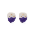 Blue White Color Matching Trendy Enamel Stud Earrings Cute Geometric Vintage Oil Drop Design for Party or Gift for Women