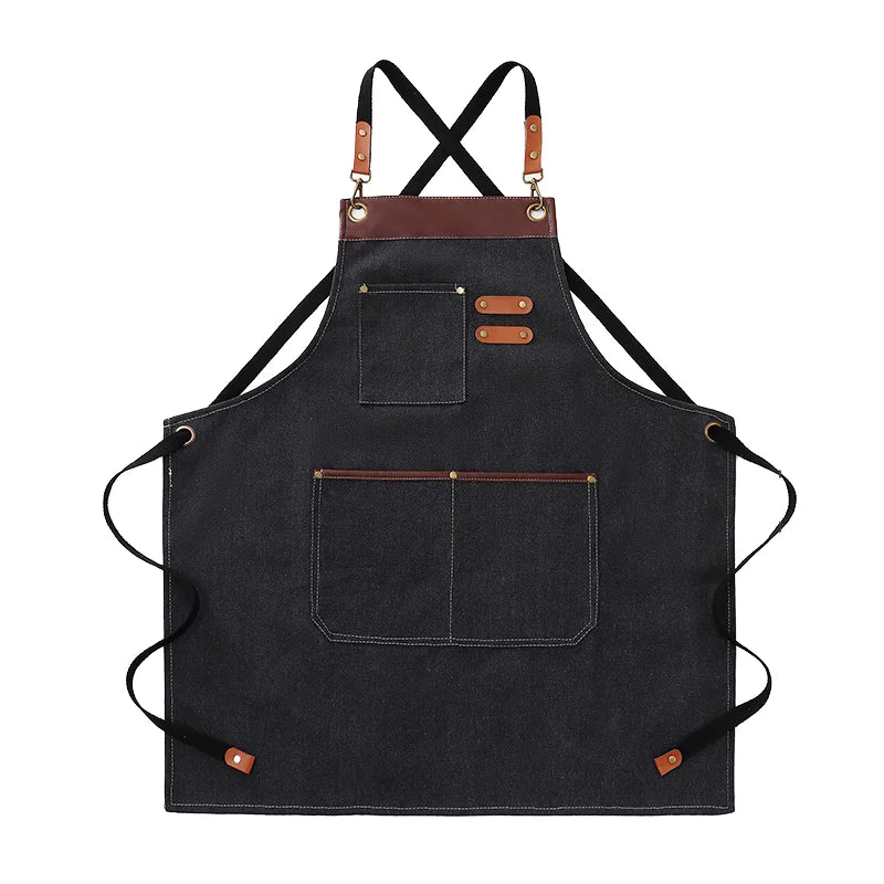 100% Cotton Canvas Cleaning Kitchen Aprons Custom Waterproof Oil-proof for Men Women Fashionable Sleeveless Reusable Design