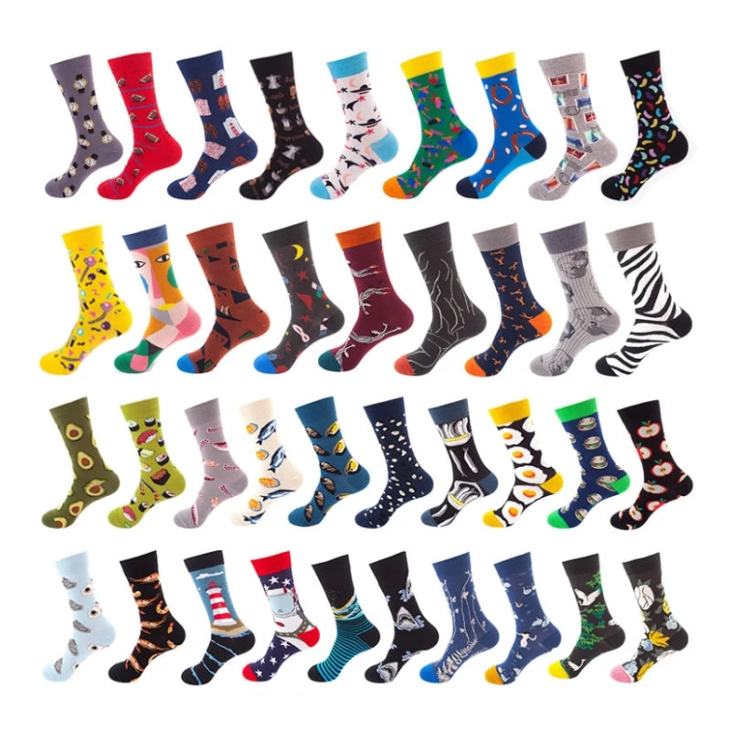 Custom Business Cotton Socks Wholesale Custom Logo 500 Pairs MOQ Fun Novelty Pattern Crew Socks