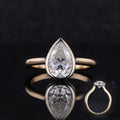 1ct Pear Moissanite Bezel Ein Reiner Ring Two Tone Gold Rings Starsgem Bague Moissanite Engagement Ring Jewelry