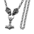 Men Vintage Jewelry Stainless Steel Mythology Celtic Thor Hammer Pendant Colgante Wolf Head Norse Viking Amulet Mjolnir Necklace